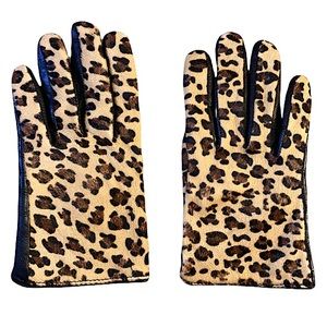 Banana Republic Leather leopard gloves